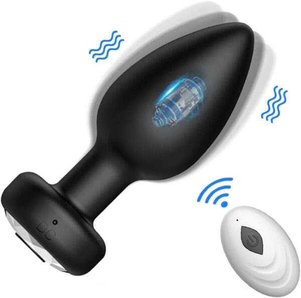 Remote Control With Black Anal Vibrating Butt Plug